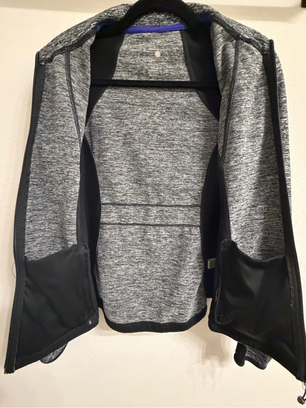 Tangerine Womens 2pc Tracksuit Set Full Zip Pockets Stretch S Black Gray Black